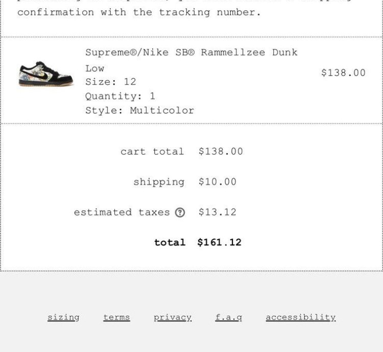 Supreme Nike Sb Rammellzee Dunk Low Size 12 Multicolor