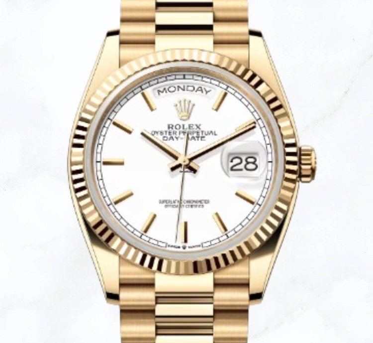 Rolex Day-date 36 Yellow Gold White Dial new Unworn