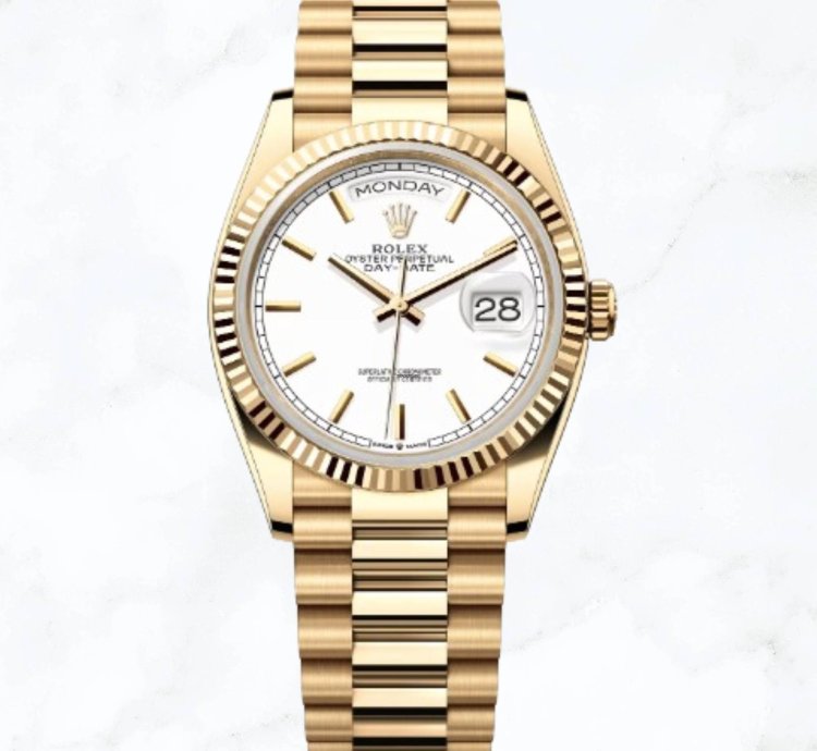 Rolex Day-date 36 Yellow Gold White Dial new Unworn