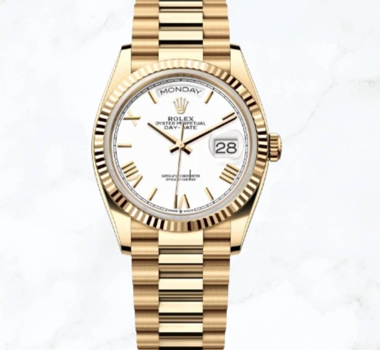 Rolex Day-date 36 Yellow Gold White Roman Dial new Unworn