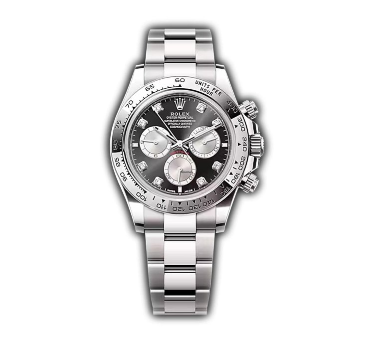 Rolex Daytona 40mm 18k White Gold Black And Steel Diamond Dial Oyster Bracelet Caliber 4131