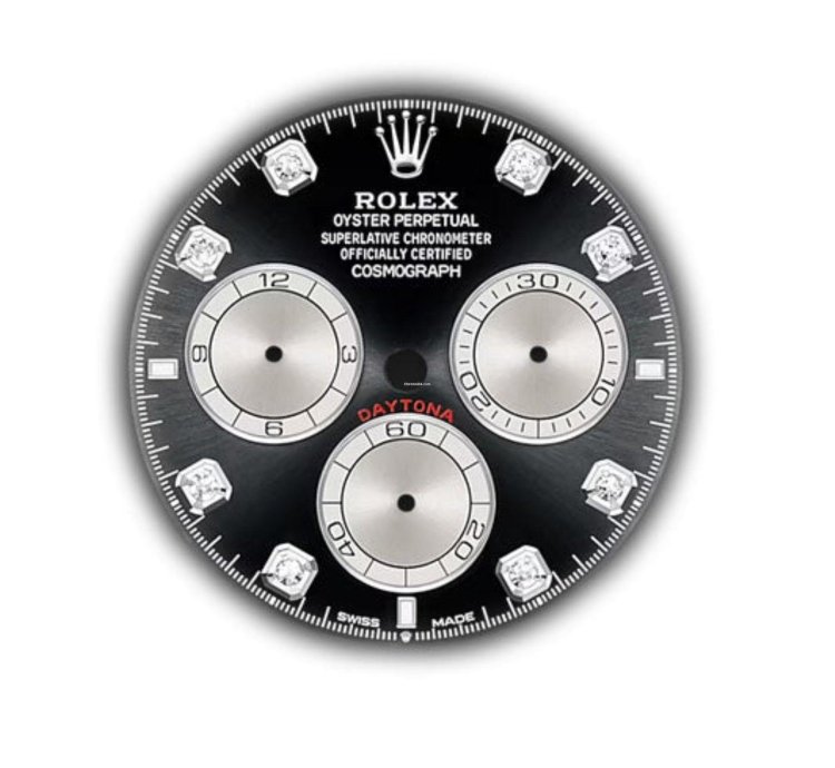 Rolex Daytona 40mm 18k White Gold Black And Steel Diamond Dial Oyster Bracelet Caliber 4131