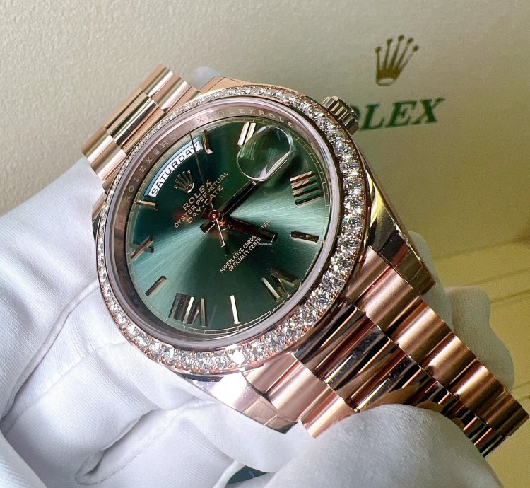 Rolex Day-date 40 2025 New Day-date 40 Everose Gold Olive Green Roman