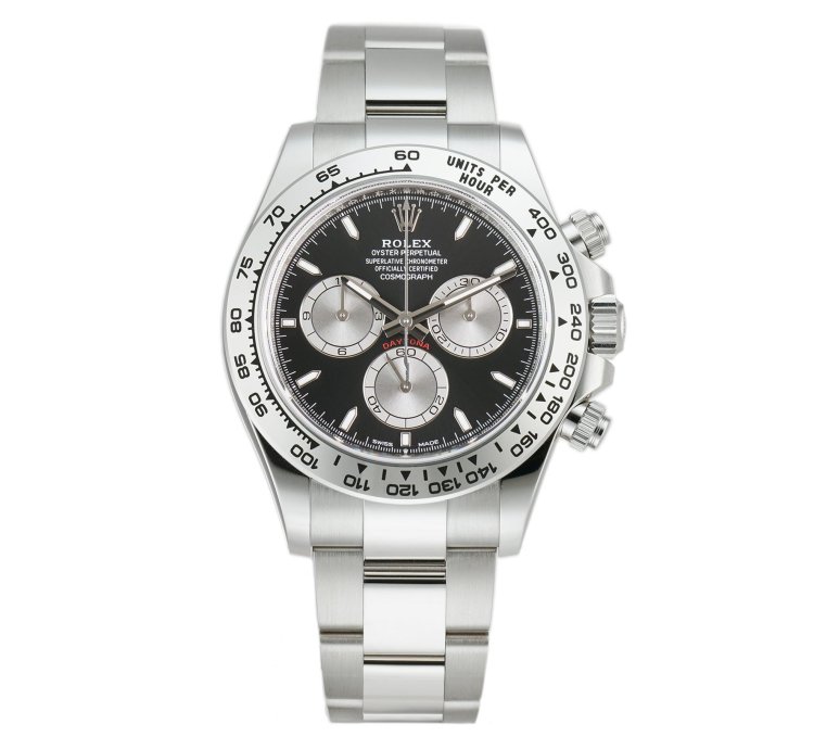 Rolex Daytona 40mm 18k White Gold Black Dial Caliber 4131 With Rubberb