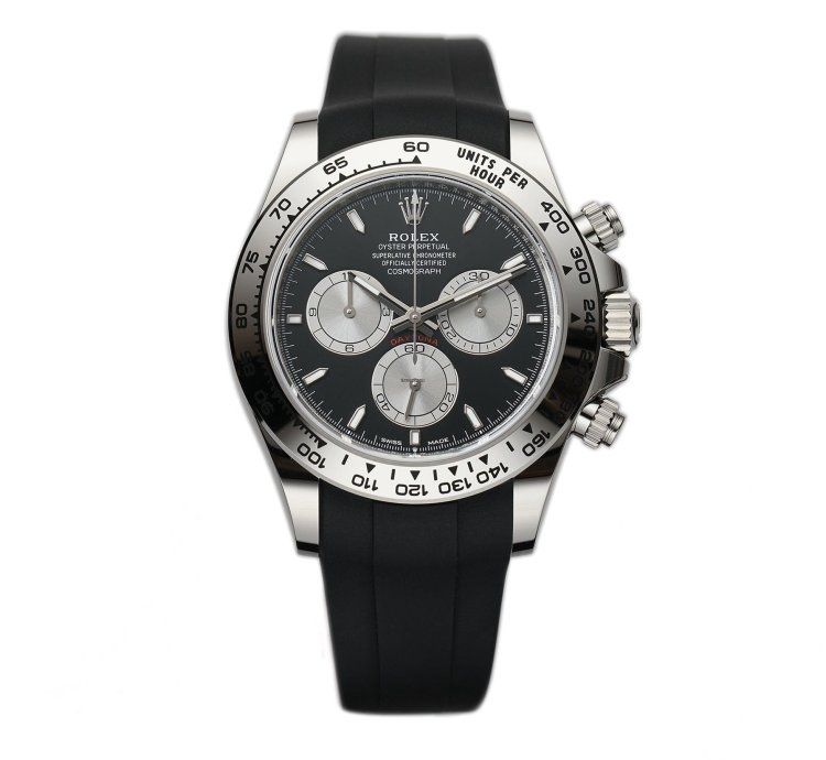 Rolex Daytona 40mm 18k White Gold Black Dial Caliber 4131 With Rubberb