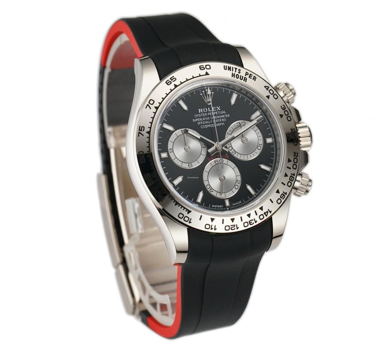 Rolex Daytona 40mm 18k White Gold Black Dial Caliber 4131 With Rubberb