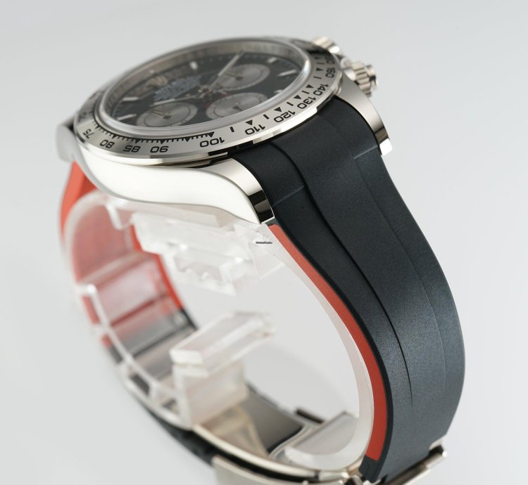 Rolex Daytona 40mm 18k White Gold Black Dial Caliber 4131 With Rubberb
