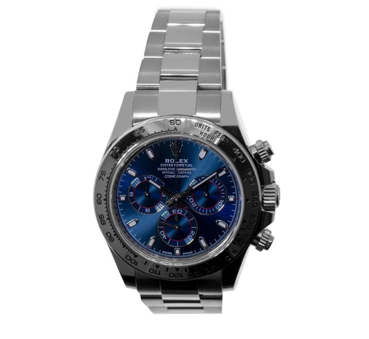 Rolex Daytona 40mm 18k White Gold Blue Dial White Gold Bezel 116509