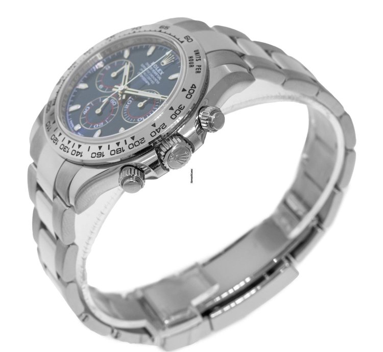 Rolex Daytona 40mm 18k White Gold Blue Dial White Gold Bezel 116509