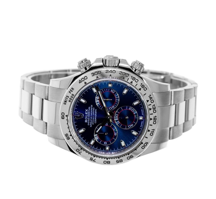 Rolex Daytona 40mm 18k White Gold Blue Dial White Gold Bezel 116509