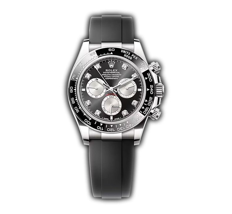 Rolex Daytona 40mm 18k White Gold Ceramic Bezel Black And Steel Diamond Dial