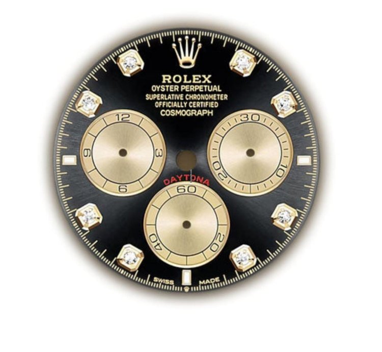 Rolex Daytona 40mm 18k Yellow Gold Black Gold Diamond Dial Oysterflex