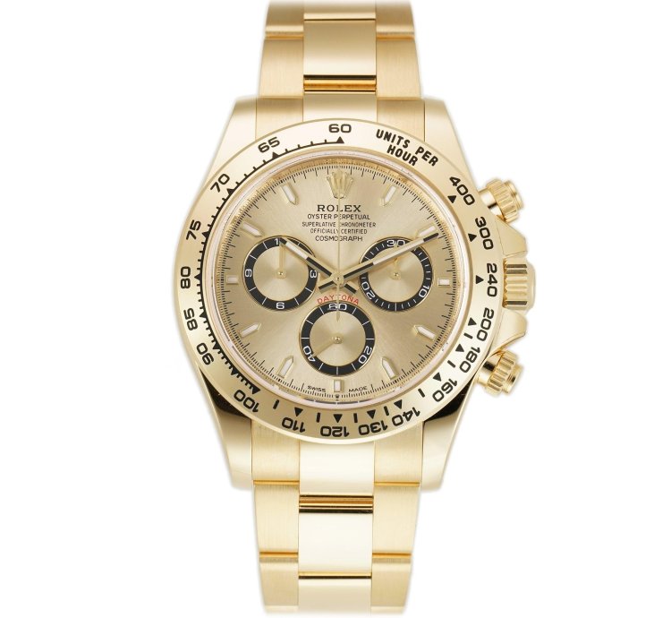 Rolex Daytona 40mm 18k Yellow Gold Golden Champagne Dial Cal 4131