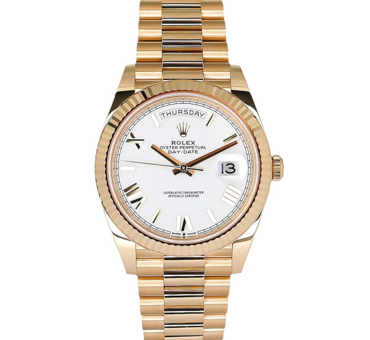 Rolex Day-date 40 2022 Day-date 40mm White Roman Dial 228238 18k Yellow Gold In Stock