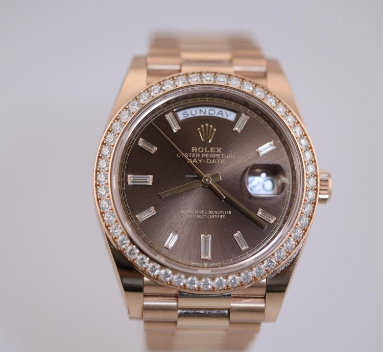 Rolex Day-date 40 2023 Day Date 40 Rbr Rose Gold Chocolate Baguette Dial Rbr 228345rbr