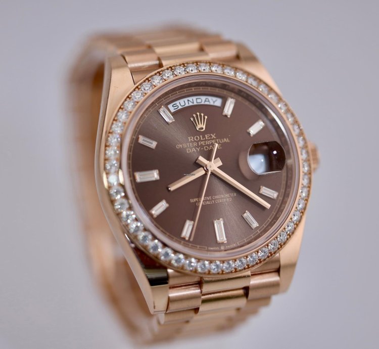 Rolex Day-date 40 2023 Day Date 40 Rbr Rose Gold Chocolate Baguette Dial Rbr 228345rbr