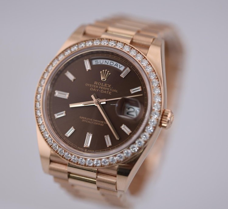 Rolex Day-date 40 2023 Day Date 40 Rbr Rose Gold Chocolate Baguette Dial Rbr 228345rbr