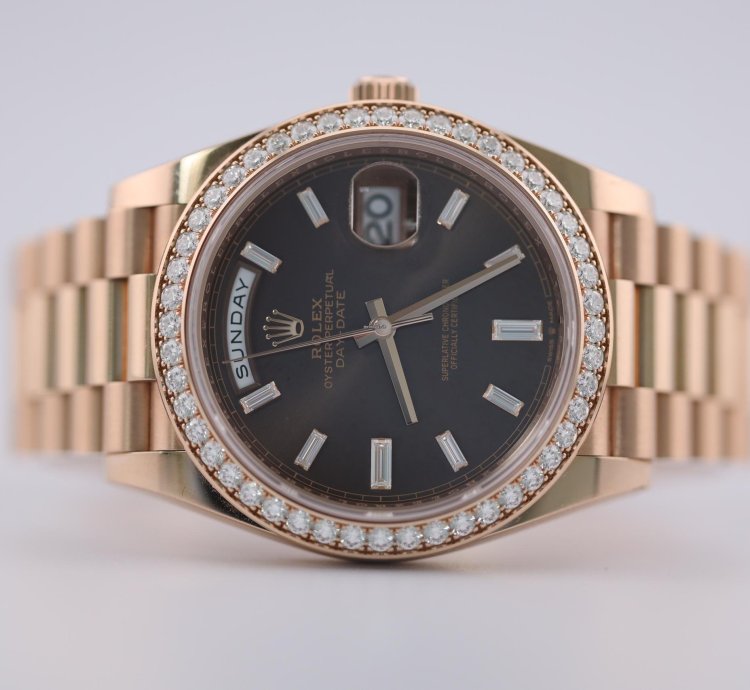 Rolex Day-date 40 2023 Day Date 40 Rbr Rose Gold Chocolate Baguette Dial Rbr 228345rbr