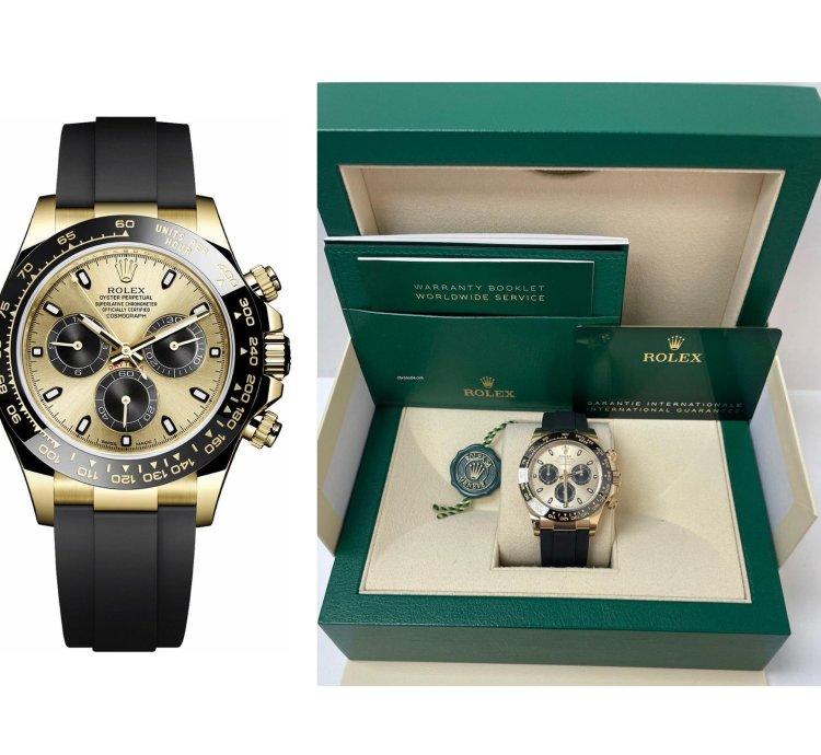 Rolex Daytona 40mm Champagne Dial With Black Subdials Black Oysterflex Strap 116518ln