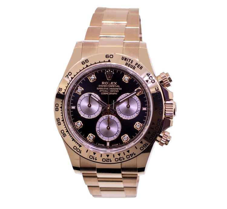 Rolex Daytona 40mm Everose Gold Black Dial Gold Bezel 126505