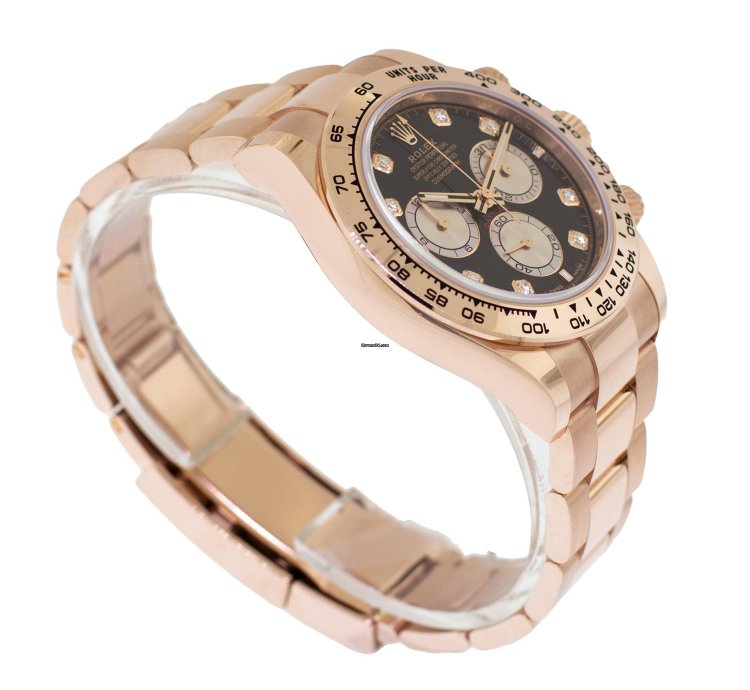 Rolex Daytona 40mm Everose Gold Black Dial Gold Bezel 126505