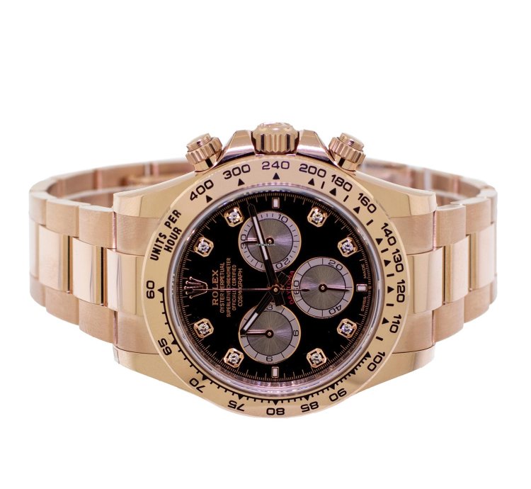 Rolex Daytona 40mm Everose Gold Black Dial Gold Bezel 126505