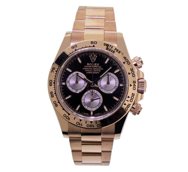 Rolex Daytona 40mm Everose Gold Black Index Dial Gold Bezel 126505