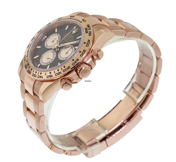 Rolex Daytona 40mm Everose Gold Black Index Dial Gold Bezel 126505