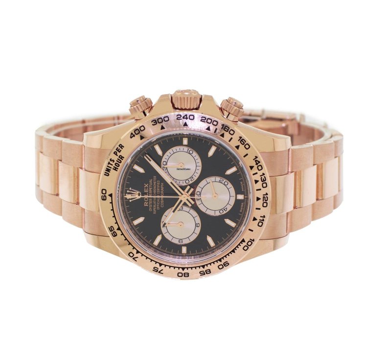 Rolex Daytona 40mm Everose Gold Black Index Dial Gold Bezel 126505