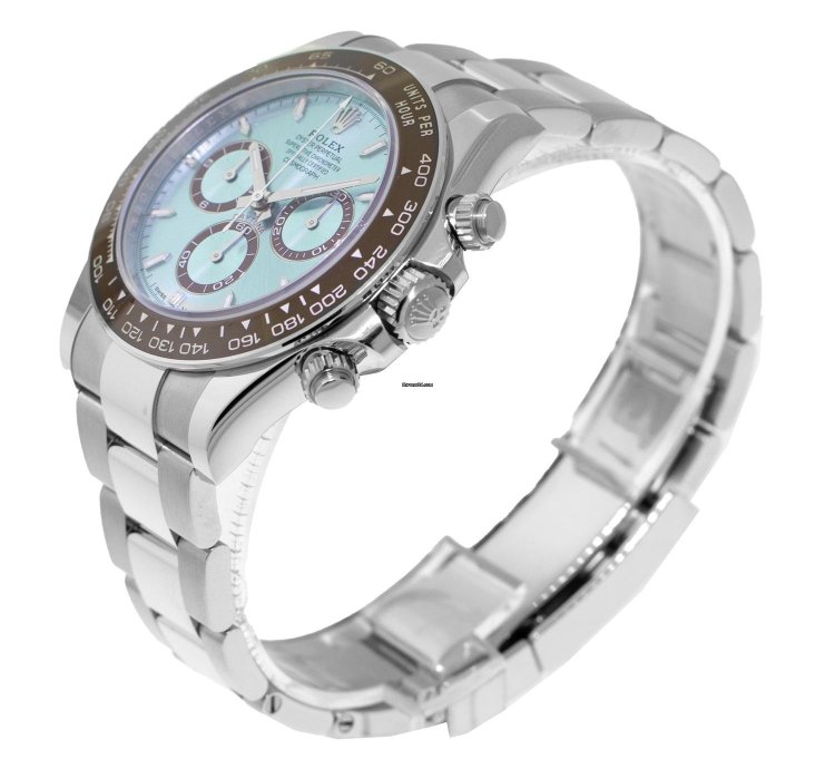 Rolex Daytona 40mm Platinum Ice Blue Index Dial Brown Bezel 126506