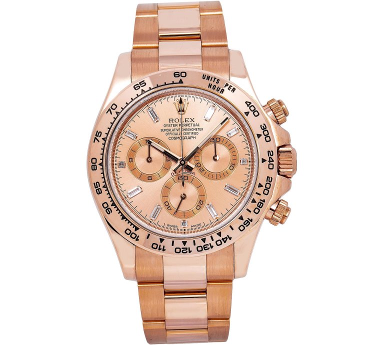 Rolex Daytona 40mm Rose Baguette Diamond Dial