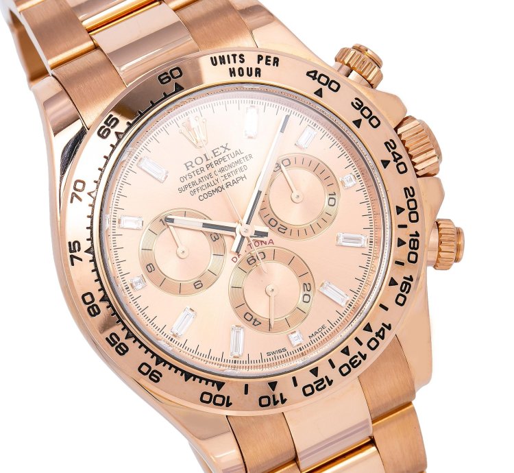 Rolex Daytona 40mm Rose Baguette Diamond Dial