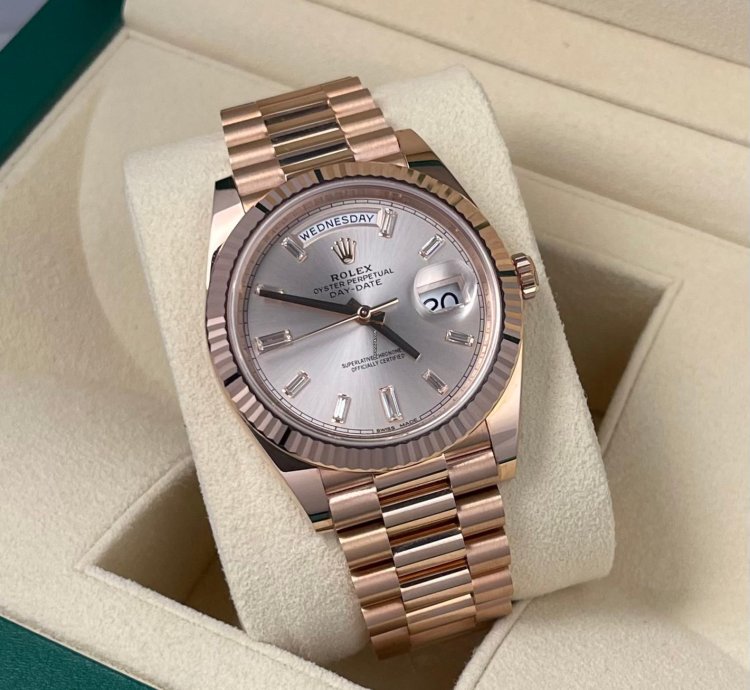 Rolex Day-date 40 2023 Day-date 40mm Factory Diamond Dial 18k Rose Gold Unworn In Stock