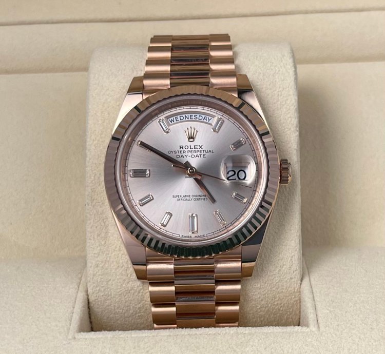 Rolex Day-date 40 2023 Day-date 40mm Factory Diamond Dial 18k Rose Gold Unworn In Stock