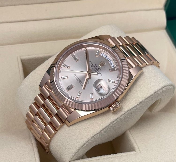 Rolex Day-date 40 2023 Day-date 40mm Factory Diamond Dial 18k Rose Gold Unworn In Stock