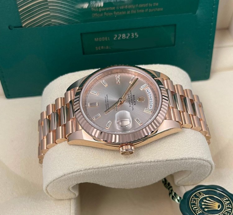 Rolex Day-date 40 2023 Day-date 40mm Factory Diamond Dial 18k Rose Gold Unworn In Stock