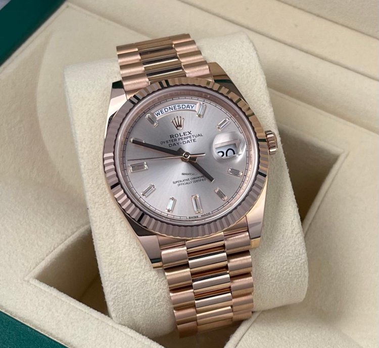 Rolex Day-date 40 2023 Day-date 40mm Factory Diamond Dial 18k Rose Gold Unworn In Stock