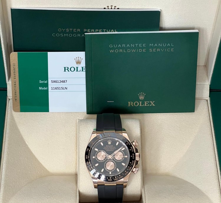 Rolex Daytona 40mm Rose Gold Black Dial 116515ln