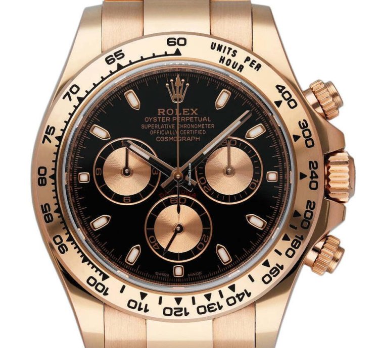 Rolex Daytona 40mm Rose Gold Black Index Cosmograph Dial Rose Sub-dial 116505