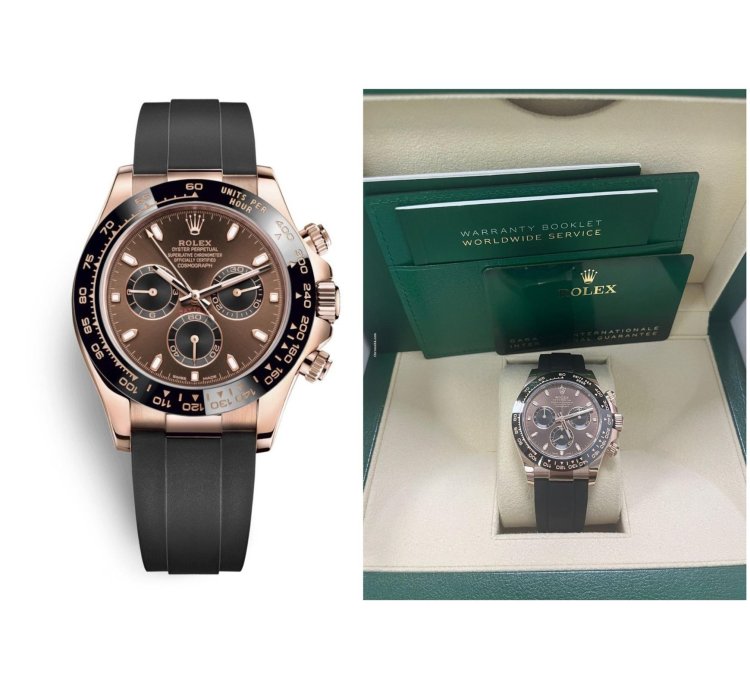 Rolex Daytona 40mm Rose Gold Chocolate Index Dial Oyster Flex 116515ln
