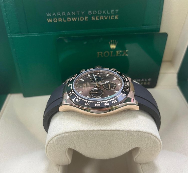 Rolex Daytona 40mm Rose Gold Chocolate Index Dial Oyster Flex 116515ln
