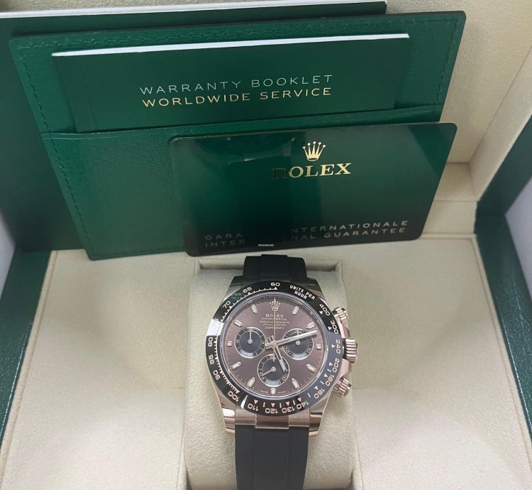 Rolex Daytona 40mm Rose Gold Chocolate Index Dial Oyster Flex 116515ln