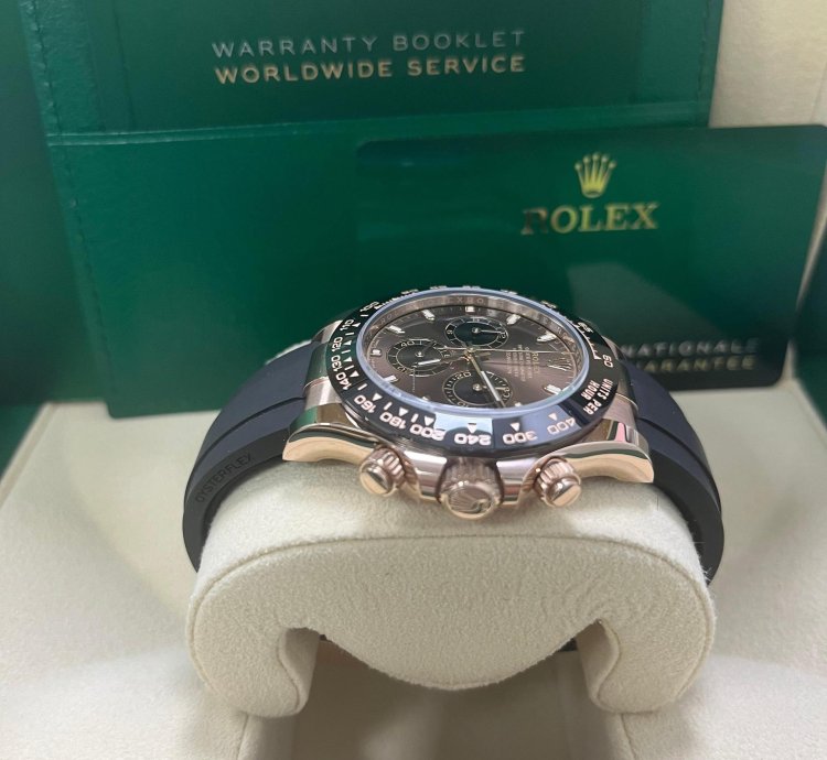 Rolex Daytona 40mm Rose Gold Chocolate Index Dial Oyster Flex 116515ln