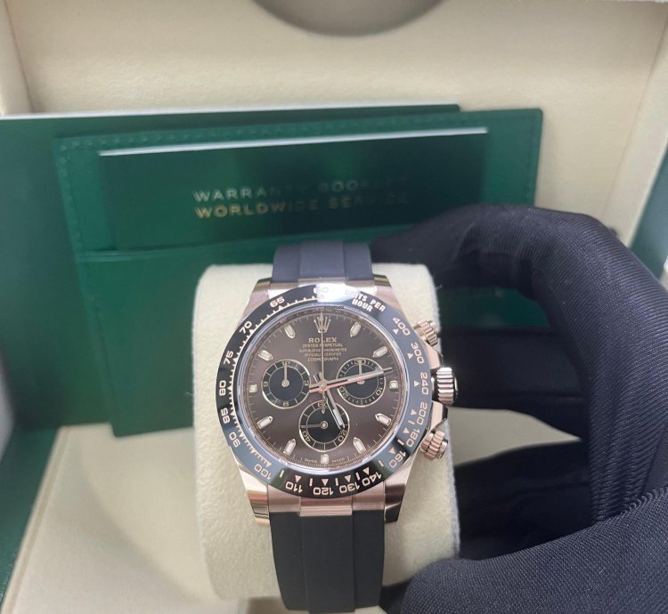 Rolex Daytona 40mm Rose Gold Chocolate Index Dial Oyster Flex 116515ln