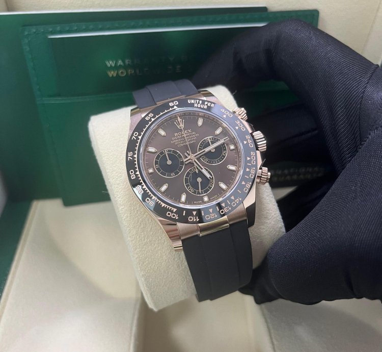 Rolex Daytona 40mm Rose Gold Chocolate Index Dial Oyster Flex 116515ln
