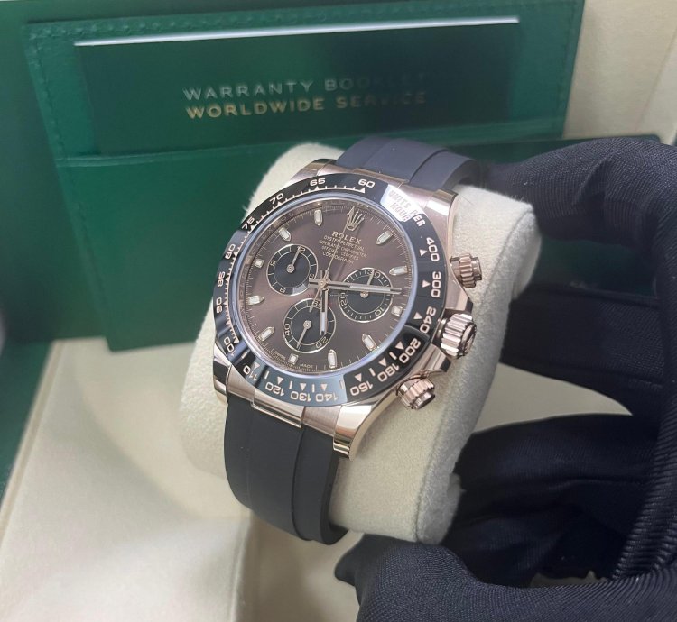 Rolex Daytona 40mm Rose Gold Chocolate Index Dial Oyster Flex 116515ln