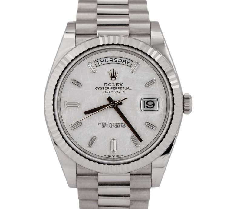Rolex Day-date 40 2023 New Papers Rolex Day-date 40mm Factory Meteorite Baguette Gold 228239 Box