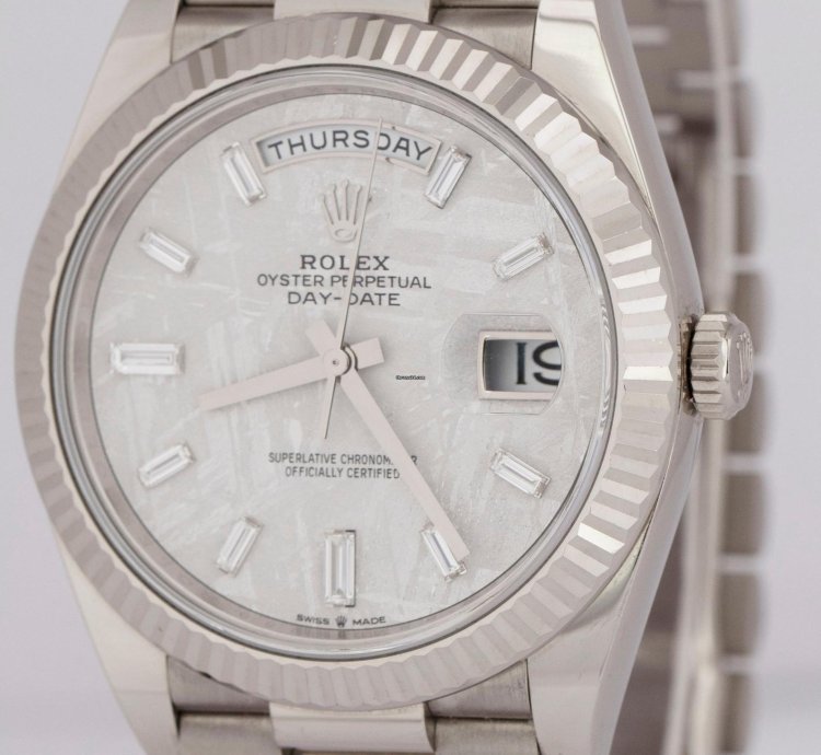 Rolex Day-date 40 2023 New Papers Rolex Day-date 40mm Factory Meteorite Baguette Gold 228239 Box