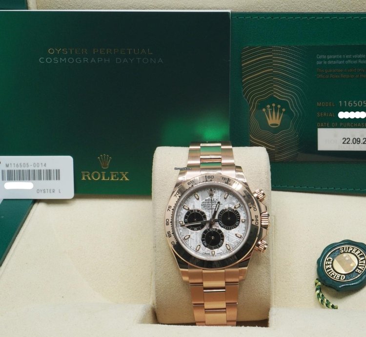 Rolex Daytona 40mm Rose Gold Meteorite Dial 116505 Full Set