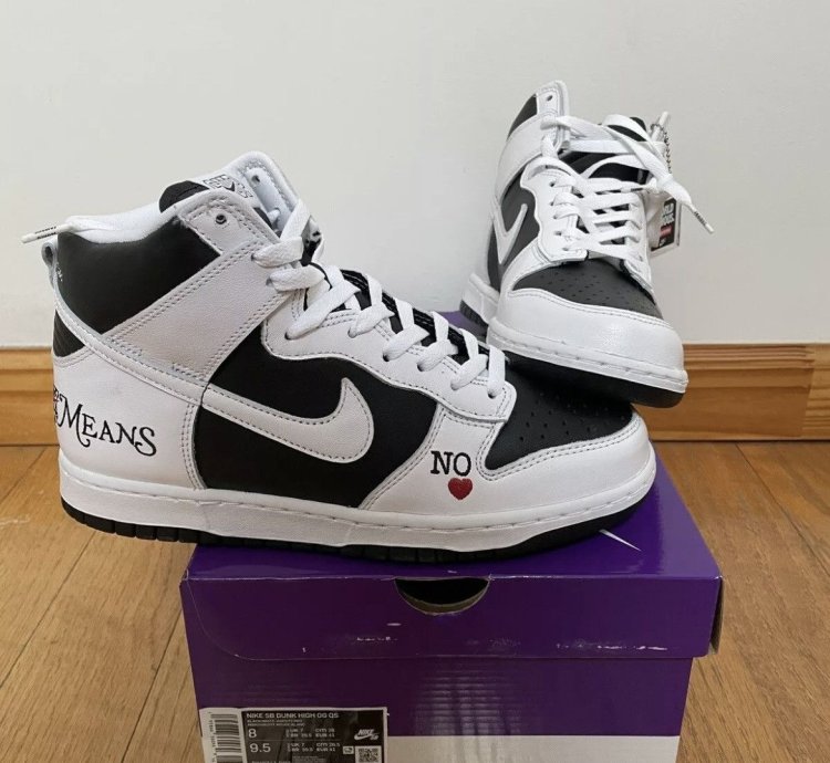 Supreme Sb Dunk High By Any Means Black White Red Size 8